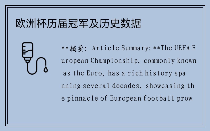 欧洲杯历届冠军及历史数据